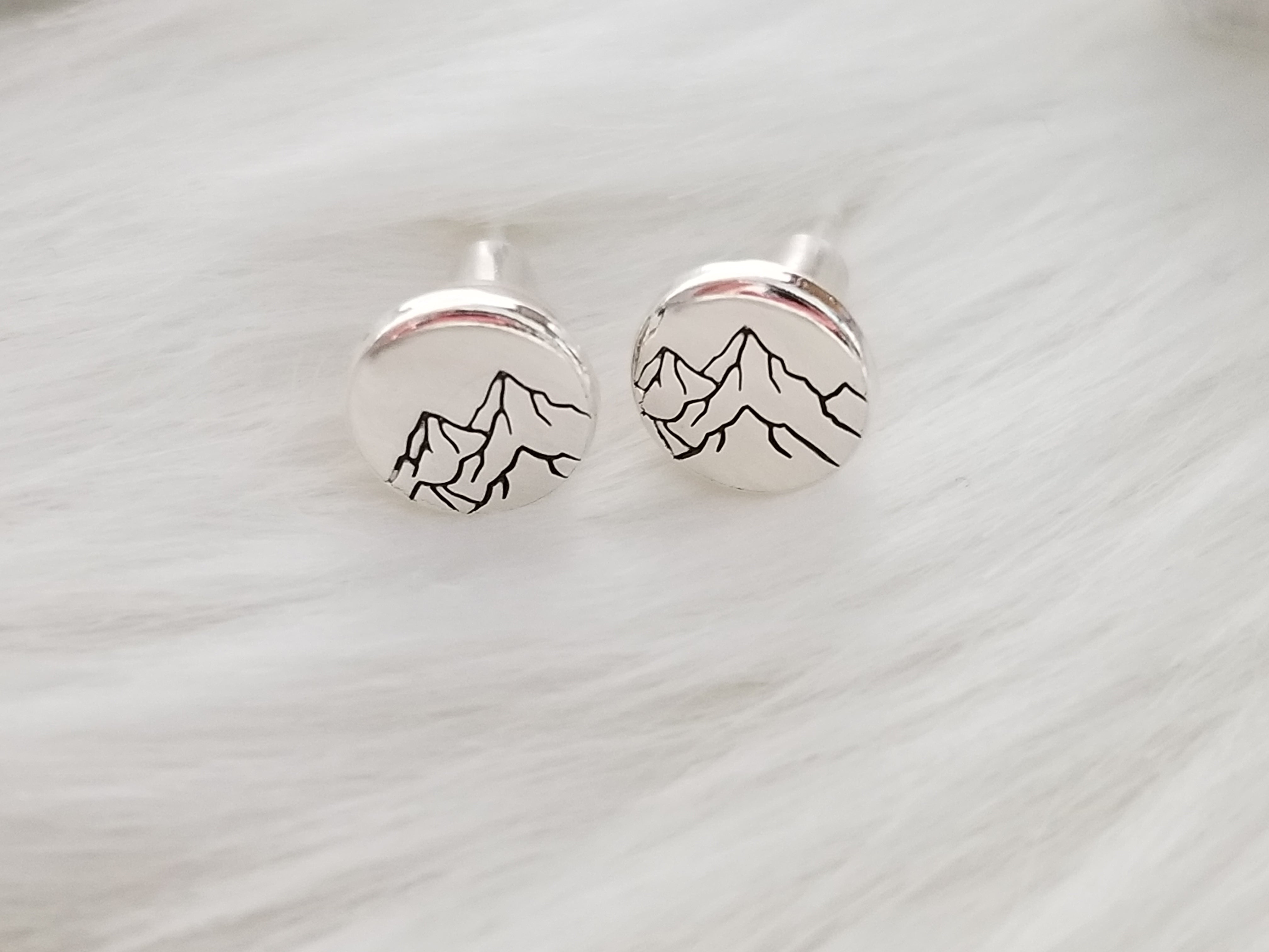 Sterling Silver Mountain Studs