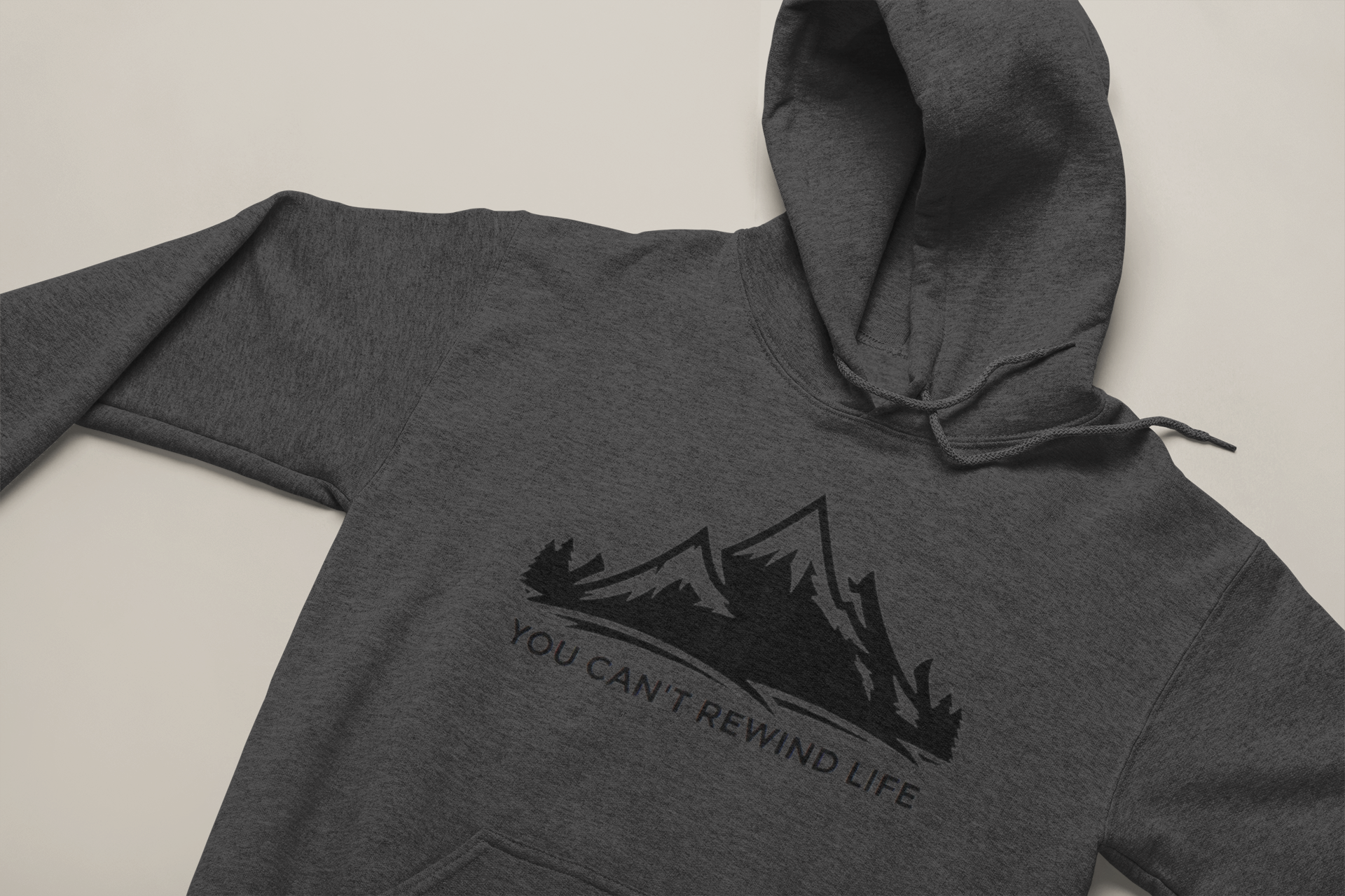You Can't Rewind Life Hoodie ~ Dark Heather